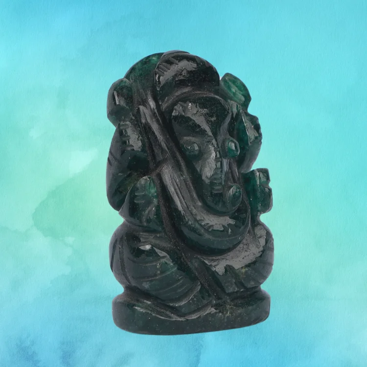GEMS Green Jade Ganesha Statue